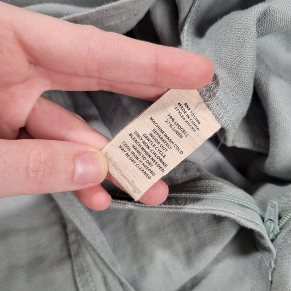 Soft Surroundings Jumpsuit Womens 12 Green Linen‎ Kerry Coastal Resort Cruise - Picture 13 of 16